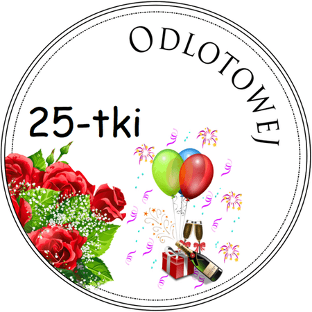 OPŁATEK NA TORT URODZINY 25 OKAZJONALNY SZAMPAN KWIATY 