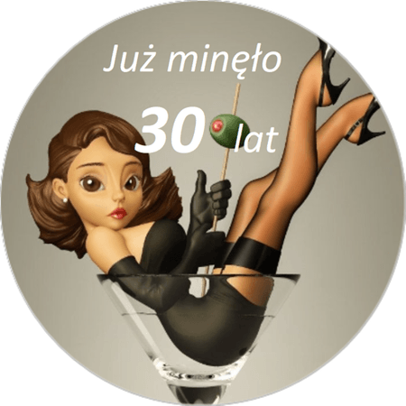 OPŁATEK NA TORT URODZINY 30 40 50 KOBIETA KIELISZEK DRINK POSTAĆ