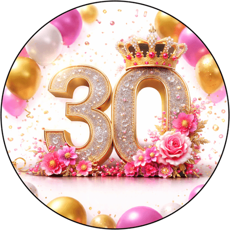 OPŁATEK NA TORT URODZINY 30 40 50 KORONA BALONIK BALON 