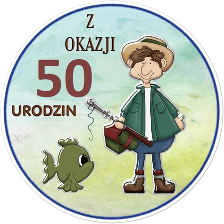OPŁATEK NA TORT URODZINY 30 40 50 60 RYBAK WEDKARZ WEDKA RYBA