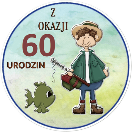 OPŁATEK NA TORT URODZINY 30 40 50 60 RYBAK WEDKARZ WEDKA MĘŻCZYZNA 