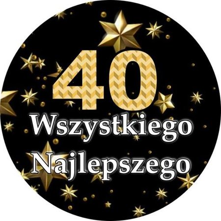 OPŁATEK NA TORT URODZINY  18 30 40 50 CZARNY OKAZJONALNY TEKST