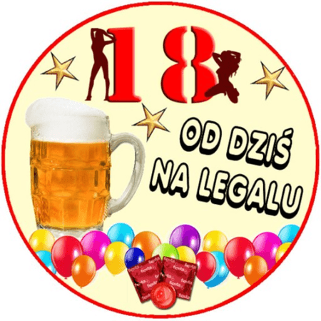 OPŁATEK NA TORT URODZINY 18  PIWO KUFEL OKAZJONALNY