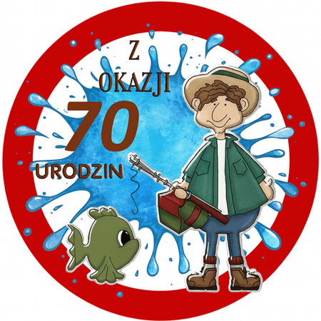 OPŁATEK NA TORT URODZINY 18 30 40 50 60 70 RYBAK RYBA WEDKA WEDKARZ