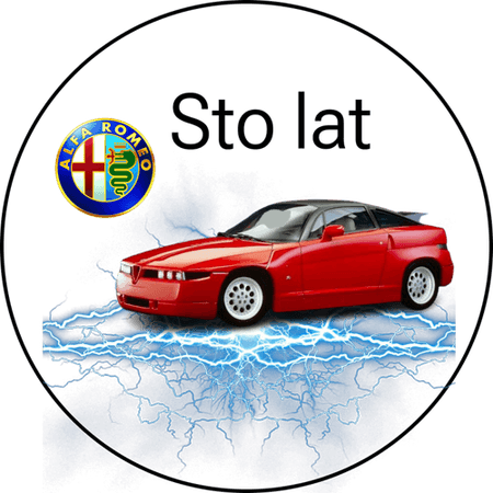 OPŁATEK NA TORT URODZINY ALFA ROMEO AUTO SAMOCHÓD LOGO FURA