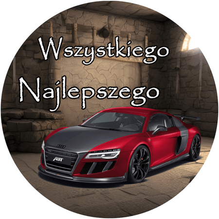 OPŁATEK NA TORT AUDI RS  SAMOCHÓD AUTO URODZINY 18 30 40 50 