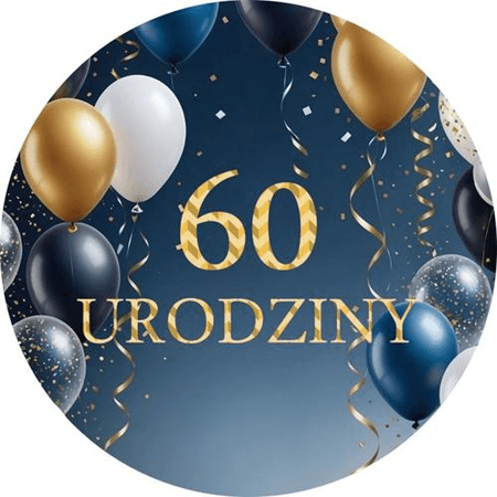 OPŁATEK NA TORT BALONY BALON WHISKY DRINK URODZINY 60