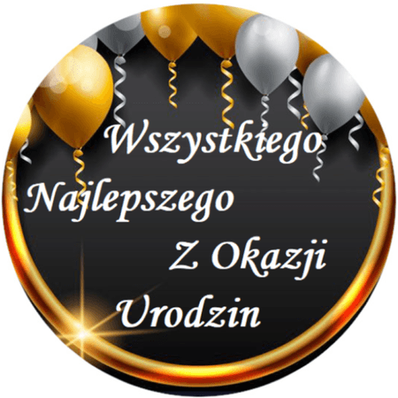 OPŁATEK NA TORT BALONY BALON WHISKY DRINK HAPPY BIRTHDAY ZŁOTO CZERŃ