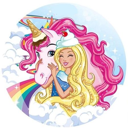 OPŁATEK NA TORT URODZINY BARBIE KSIĘZNICZKA JEDNOROŻEC KOŃ PEGAZ