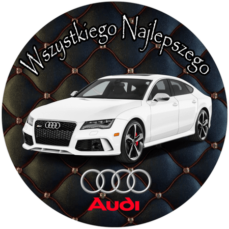 OPŁATEK NA TORT URODZINY 18 30 40 50 60 AUDI A6 C6 SAMOCHÓD AUTO LOGO FURA BRYKA