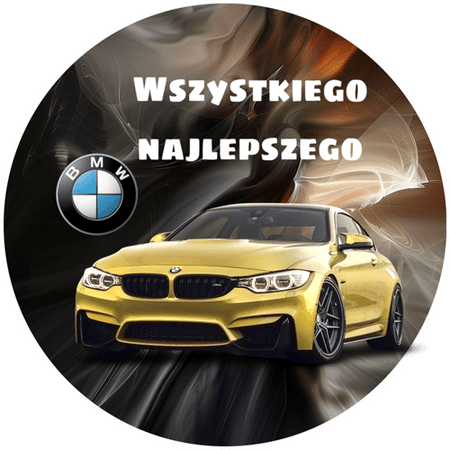 OPŁATEK NA TORT  URODZINY 18 30 40 50 BMW 3 5 7 SAMOCHÓD AUTO LOGO FURA 