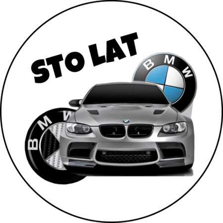 OPŁATEK NA TORT  URODZINY 18 30 40 50 BMW AUTO LOGO 