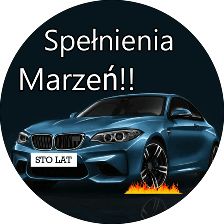 OPŁATEK NA TORT  URODZINY 18 30 40 50 BMW AUTO LOGO FURA 