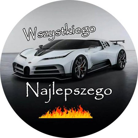 OPŁATEK NA TORT URODZINY 18 30 40 50 BUGATTI AUTO LOGO 