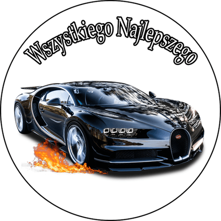 OPŁATEK NA TORT URODZINY 18 30 40 50 BUGATTI AUTO BRYKA