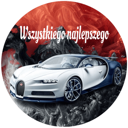 OPŁATEK NA TORT URODZINY 18 30 40 50 BUGATTI SAMOCHÓD AUTO LOGO 