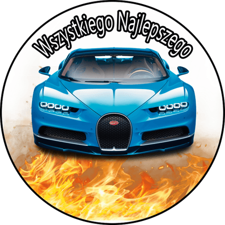OPŁATEK NA TORT URODZINY 18 30 40 50 BUGATTI SAMOCHÓD AUTO COUPE 