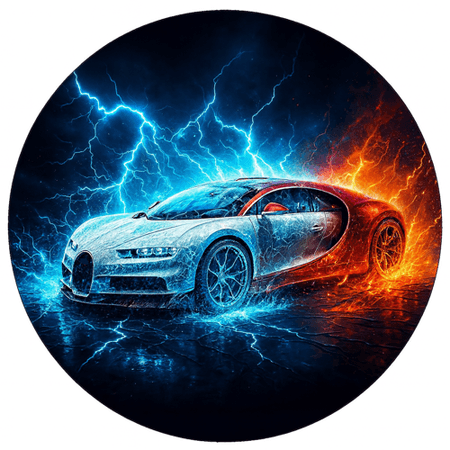 OPŁATEK NA TORT URODZINY 18 30 40 50 BUGATTI SAMOCHÓD AUTO COUPE OGIEŃ WODA