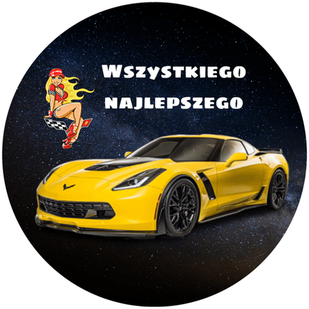 OPŁATEK NA TORT URODZINY18 30 40 50 60 CHEVROLET CORVETTE 