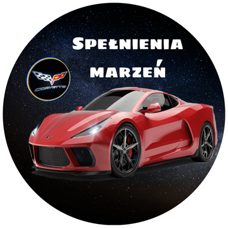 OPŁATEK NA TORT URODZINY18 30 40 50 60 CHEVROLET CORVETTE AUTO 