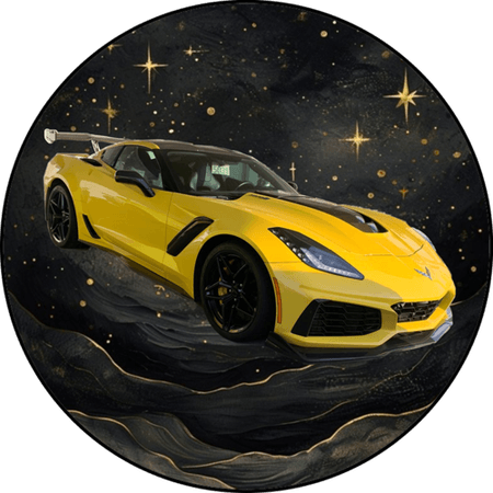 OPŁATEK NA TORT URODZINY18 30 40 50 60 CHEVROLET CORVETTE SAMOCHÓD ŻÓŁTY