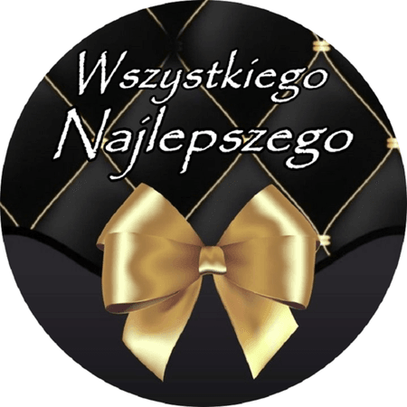 OPŁATEK NA TORT URODZINYCZARNA PIKÓWKA KOKARDA KOKARDKA CYRKONIE 