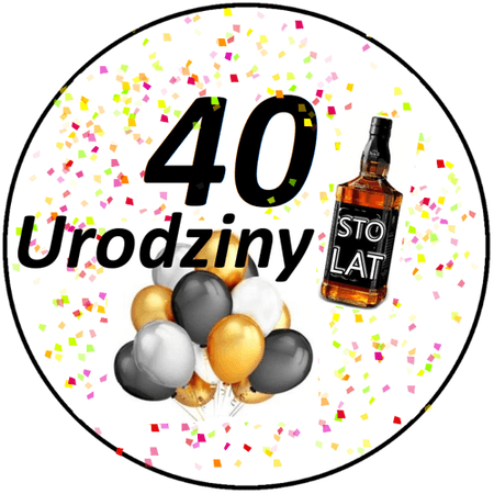 OPŁATEK NA TORT URODZINY 18 30 40 50 WHISKY DRINK BALON BALONY 