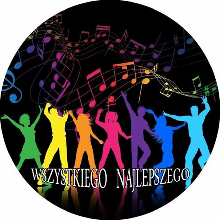 OPŁATEK NA TORT URODZINY 18 30 40 50 DISCO PARTY MUZYKA IMPREZA 