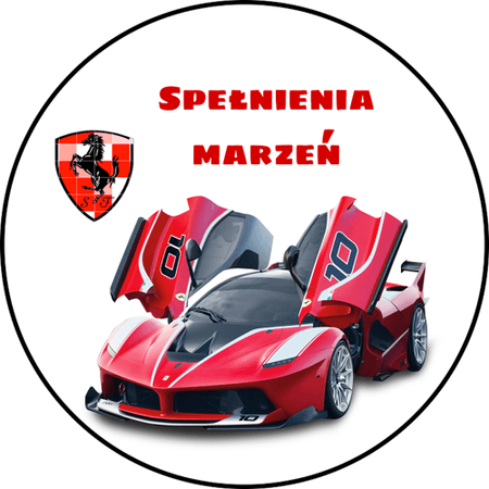 OPŁATEK NA TORT URODZINY FERRARI AUTO SPORTOWE COUPE BRYKA