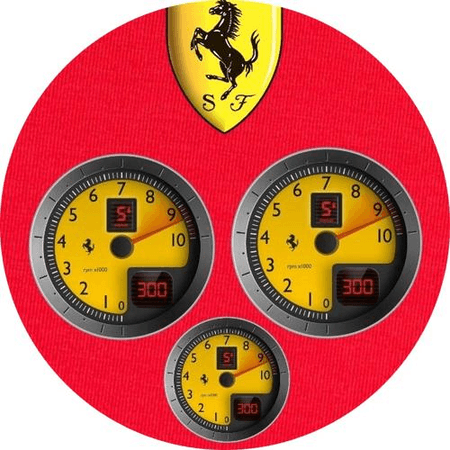 OPŁATEK NA TORT URODZINY 18 30 40 50 FERRARI AUTO LICZNIK ZEGAR ZEGARY