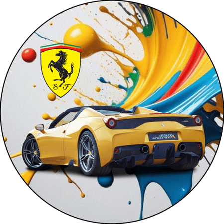 OPŁATEK NA TORT URODZINY 18 30 40 50 FERRARI AUTO ŻÓŁTE SPORTOWE
