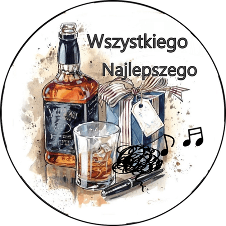 OPŁATEK NA TORT URODZINY 18 30 40 50 WHISKY DRINK GRUBY