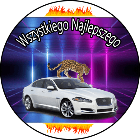 OPŁATEK NA TORT URODZINY 18 30 40 50 JAGUAR SAMOCHÓD AUTO LOGO