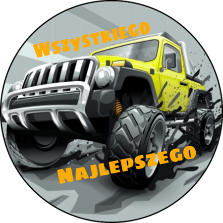 OPŁATEK NA TORT URODZINY 18 30 40 50 JEEP TERENÓWKA