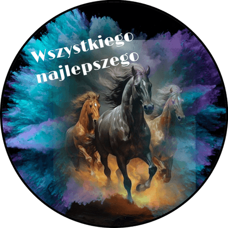 OPŁATEK NA TORT URODZINY KOŃ KONIK KONIE MUSTANG GALLOP