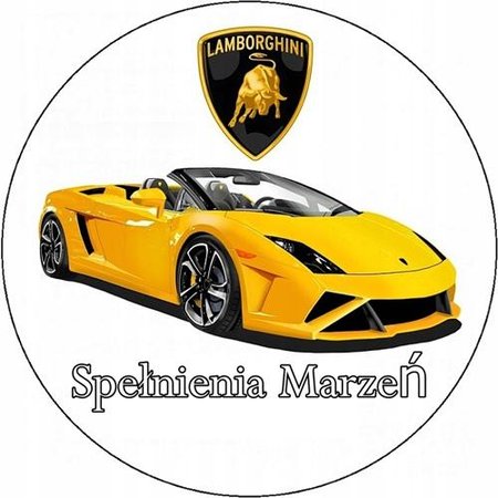 OPŁATEK NA TORT URODZINY18 30 40 50 LAMBORGHINI ŻÓŁTY