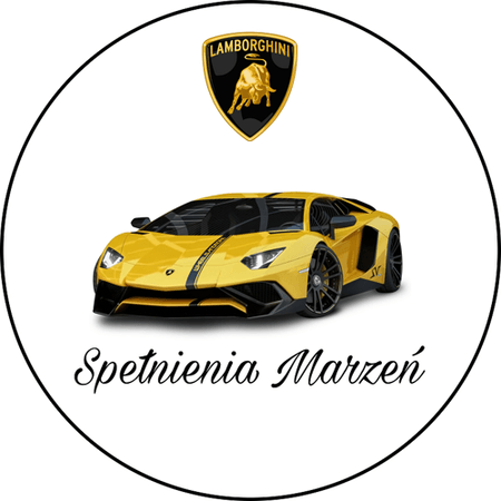OPŁATEK NA TORT URODZINY18 30 40 50 LAMBORGHINI ŻÓŁTY FURA