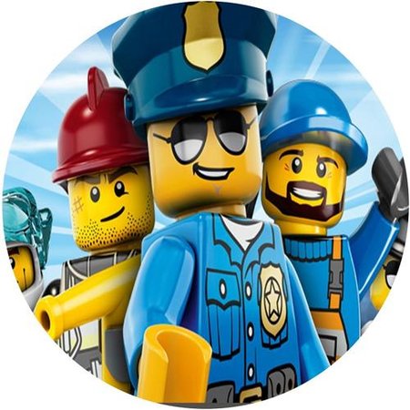 OPŁATEK NA TORT URODZINY LEGO POLICJA KLOCKI POSTACIE