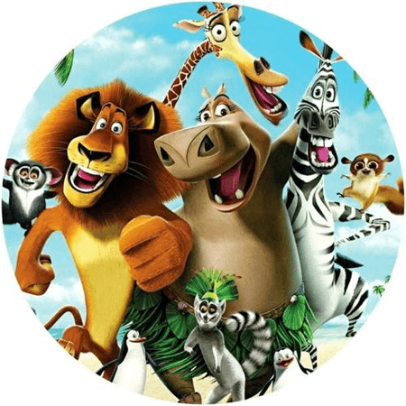 OPŁATEK NA TORT URODZINY KRÓL JULIAN LEW ALEX MADAGASKAR 