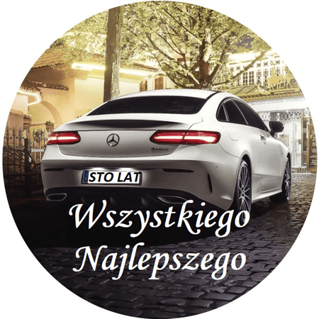 OPŁATEK NA TORT URODZINY 18 30 40 50 MERCEDES AUTO BRYKA CLA 