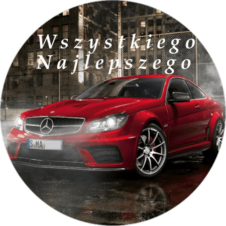 OPŁATEK NA TORT URODZINY 18 30 40 50 MERCEDES AUTO BRYKA CLA